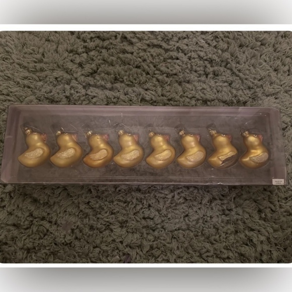 Retired Dept. 56 Yellow Rubber Ducky Glass Christmas Ornaments Sill in Box